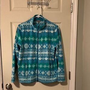 Talbots Teal and White Fleece Jacket